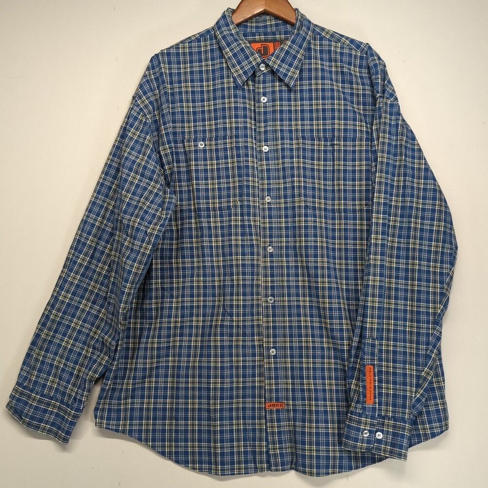 JNCO Jeans Field Issue Tactical Button Up Plaid Long Sleeve Shirt Mens XL Vtg